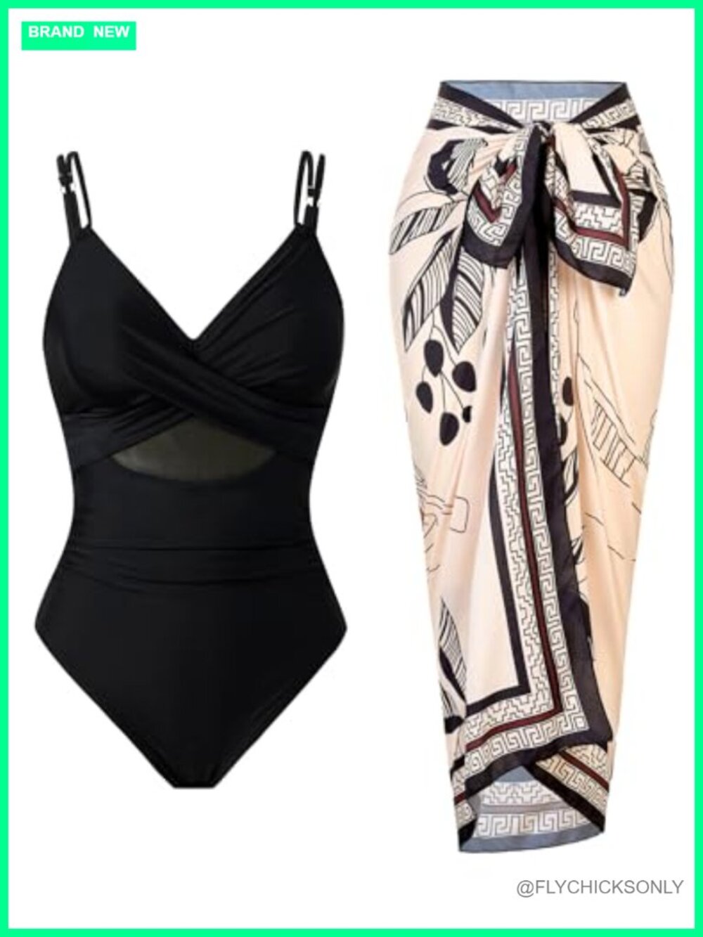 Women's Mesh One Piece Swimsuit with Cover Up Set